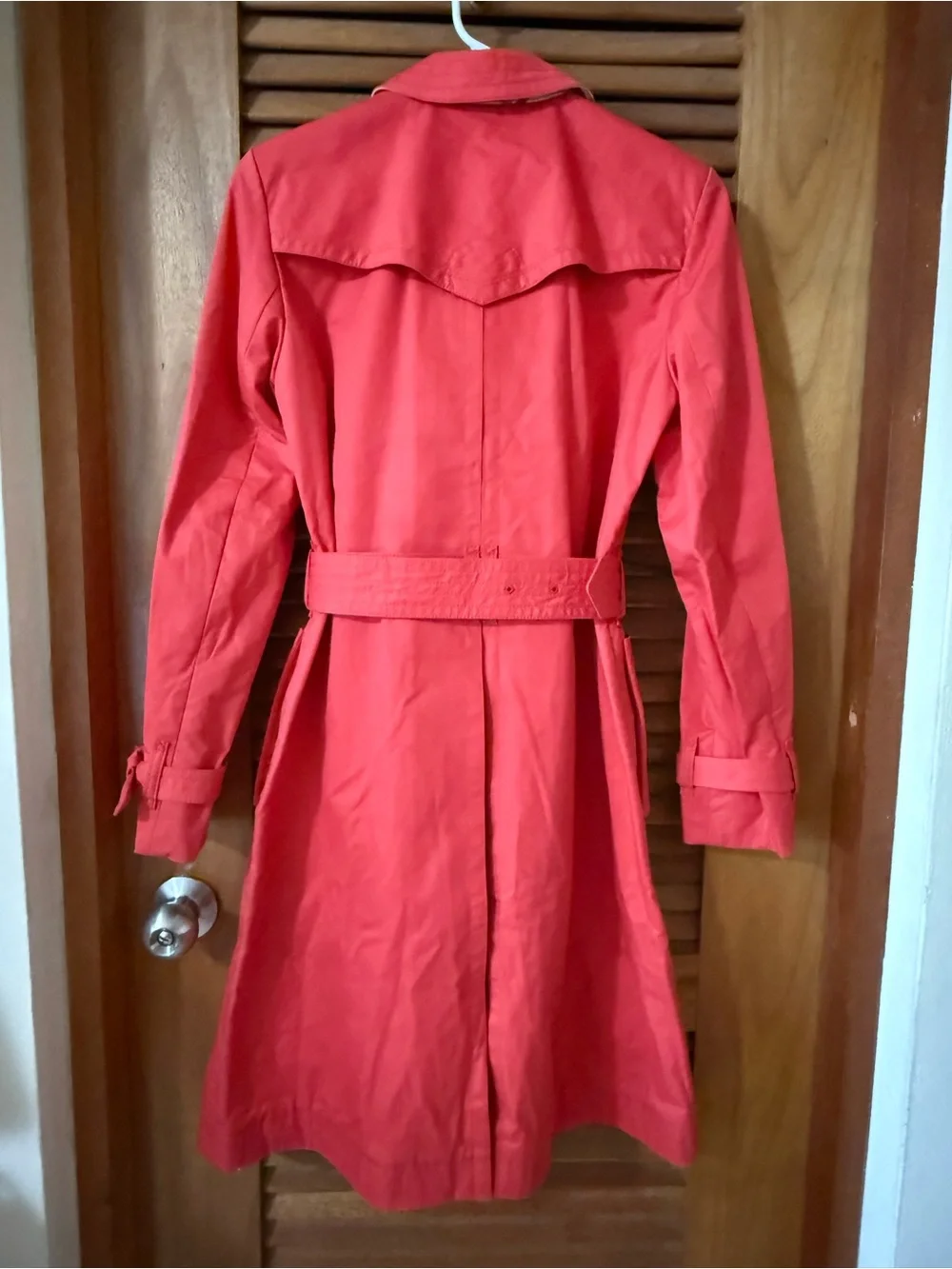 Coach Legacy/Red Double-Breasted Trench Coat with Belt